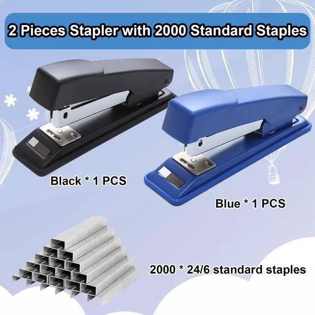 Alt view image 3 of 7 - smilixin 2 Pieces Stapler,25 Sheet Capacity Staplers with 2000 Standard Staples,Desktop Staplers Heavy Duty,Office Standard Stapler for School Office,Black & Blue