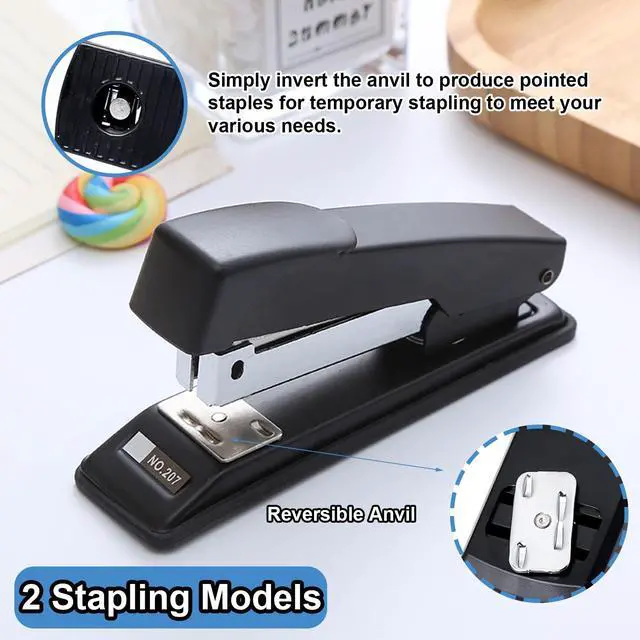 Alt view image 5 of 7 - smilixin 2 Pieces Stapler,25 Sheet Capacity Staplers with 2000 Standard Staples,Desktop Staplers Heavy Duty,Office Standard Stapler for School Office,Black & Blue