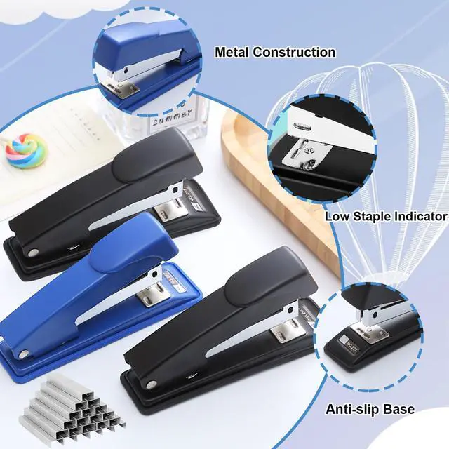 Alt view image 6 of 7 - smilixin 2 Pieces Stapler,25 Sheet Capacity Staplers with 2000 Standard Staples,Desktop Staplers Heavy Duty,Office Standard Stapler for School Office,Black & Blue