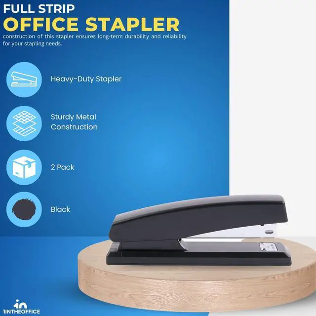 Alt view image 2 of 7 - 1InTheOffice Office Stapler for Desk, Heavy Duty Desk Stapler, Black, 20 Sheets Capacity,2 Pack