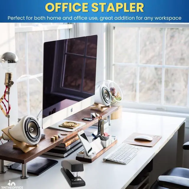 Alt view image 6 of 7 - 1InTheOffice Office Stapler for Desk, Heavy Duty Desk Stapler, Black, 20 Sheets Capacity,2 Pack