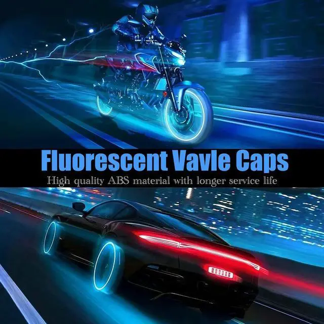 Alt view image 5 of 7 - MEAJOO 20PCS Fluorescent Tire Valve Stem Caps, Luminous Car Tire Air Cap, Corrosion Resistant Leak-Proof Wheel Valve Cover, Universal for Cars, Trucks, Bikes, Motorcycles, Bicycles(Blue)