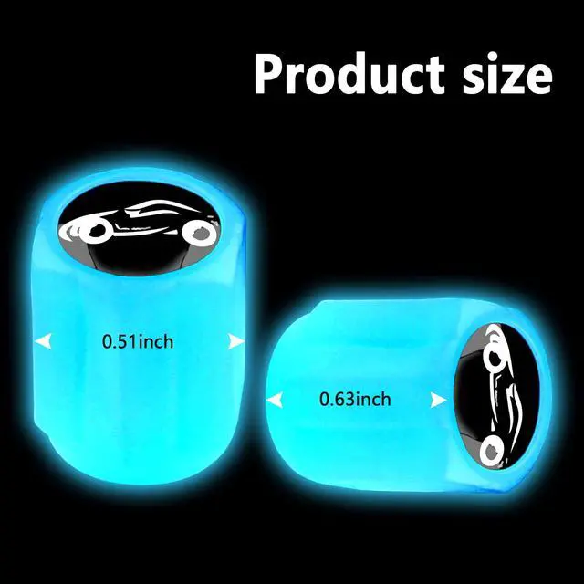 Alt view image 2 of 7 - 16PCS Fluorescent Tire Valve Stem Caps,Luminous Auto Wheel Air Valve Cap,Universal Decoration Accessories for Car/SUV/Bicycle/Trucks/Motorcycles,Cool Car Gifts (Car/Blue-16pcs)