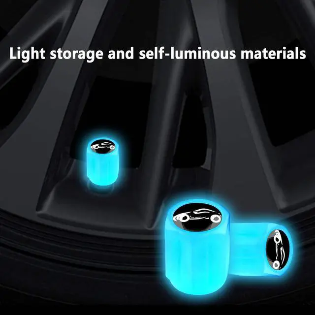 Alt view image 4 of 7 - 16PCS Fluorescent Tire Valve Stem Caps,Luminous Auto Wheel Air Valve Cap,Universal Decoration Accessories for Car/SUV/Bicycle/Trucks/Motorcycles,Cool Car Gifts (Car/Blue-16pcs)