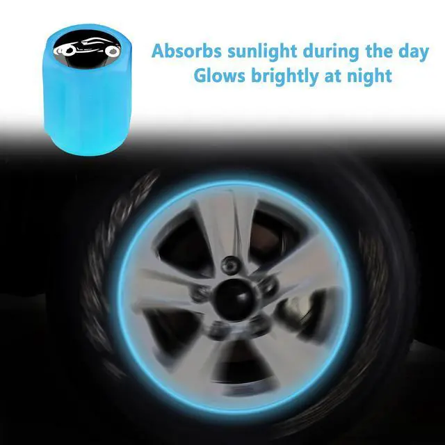 Alt view image 3 of 7 - 16PCS Fluorescent Tire Valve Stem Caps,Luminous Auto Wheel Air Valve Cap,Universal Decoration Accessories for Car/SUV/Bicycle/Trucks/Motorcycles,Cool Car Gifts (Car/Blue-16pcs)