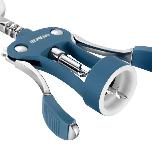 Alt view image 6 of 6 - Beneno Premium Classic Wing Corkscrew Wine Opener and Bottle Opener, Blue