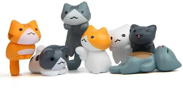 Alt view image 2 of 6 - 6 Pcs Cute Cat Car Accessories Funny Resin Cat Figurines
