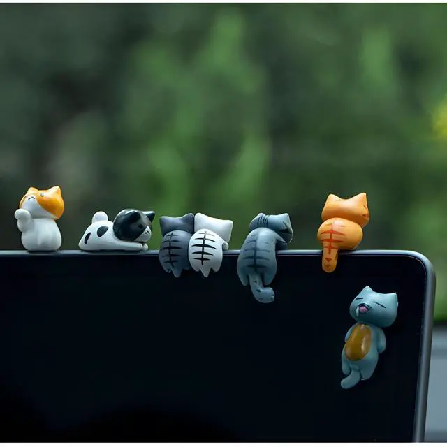 Alt view image 4 of 6 - 6 Pcs Cute Cat Car Accessories Funny Resin Cat Figurines