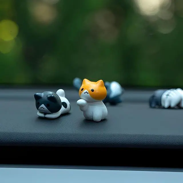 Alt view image 3 of 6 - 6 Pcs Cute Cat Car Accessories Funny Resin Cat Figurines