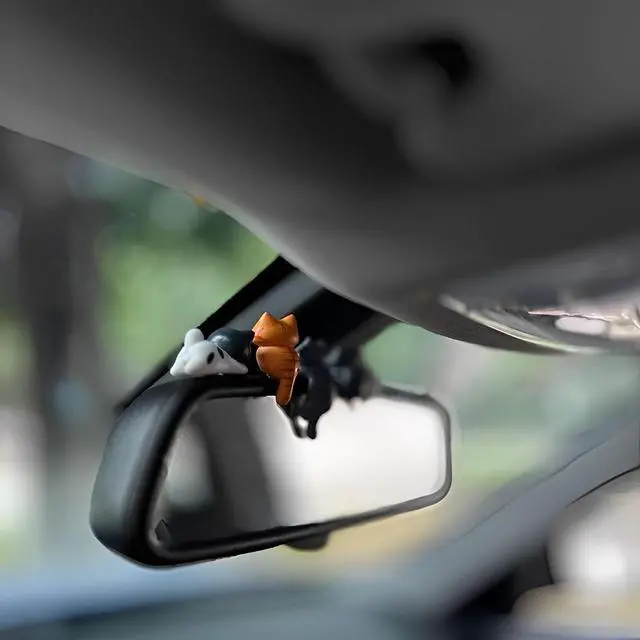 Alt view image 5 of 6 - 6 Pcs Cute Cat Car Accessories Funny Resin Cat Figurines