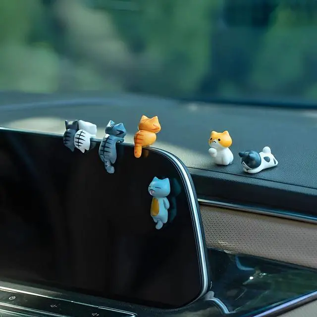 Alt view image 6 of 6 - 6 Pcs Cute Cat Car Accessories Funny Resin Cat Figurines