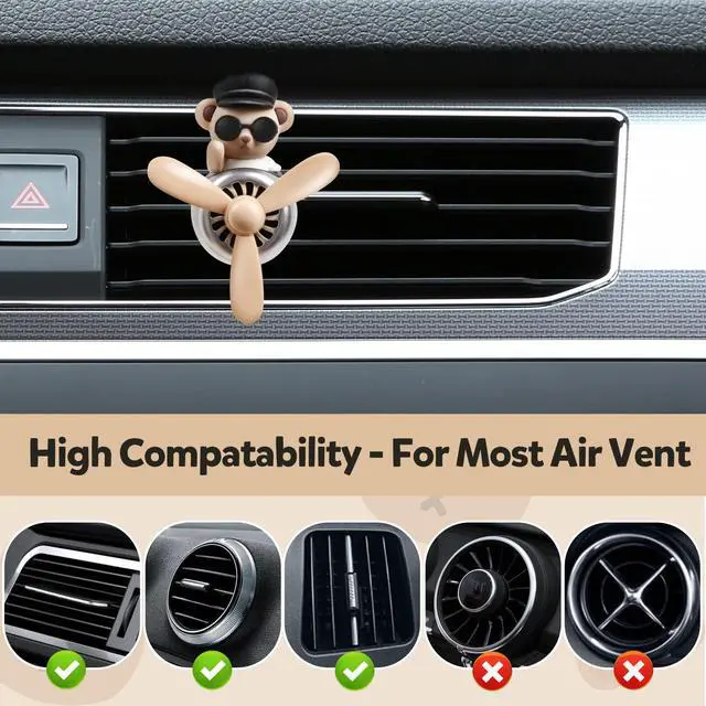 Alt view image 3 of 7 - Bear Pilot Car Fresheners Vent Clip Cute Teddy New Car Scent Automotive Air Fresheners Cartoon Air Outlet Aromatherapy Ornament Thank You Gifts for Him Her Friends, Families