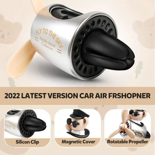 Alt view image 4 of 7 - Bear Pilot Car Fresheners Vent Clip Cute Teddy New Car Scent Automotive Air Fresheners Cartoon Air Outlet Aromatherapy Ornament Thank You Gifts for Him Her Friends, Families