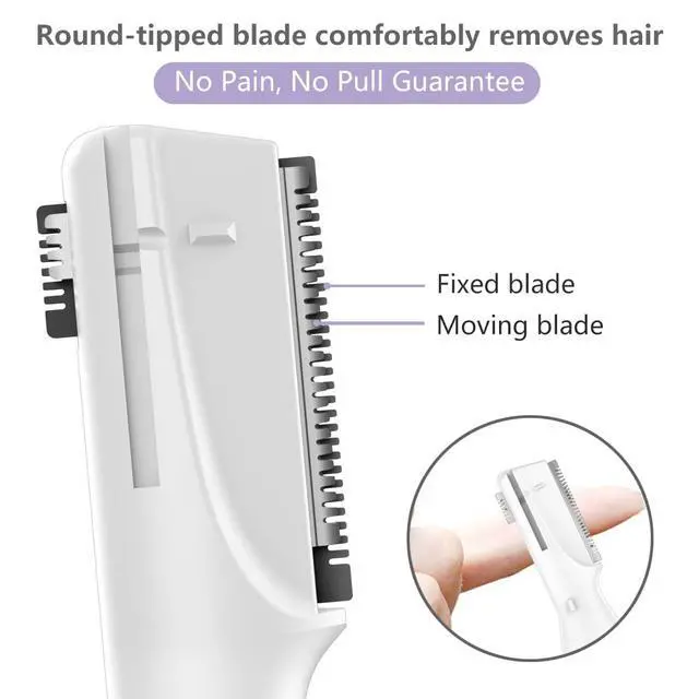Alt view image 2 of 7 - Upgraded Eyebrow Trimmer, Precision Electric Eyebrow Razor for Women Battery-Operated Facial Hair Remover with Comb No Pulling Sensation Painless for Face Chin Neck, Upper-Lip, Peach-Fuzz