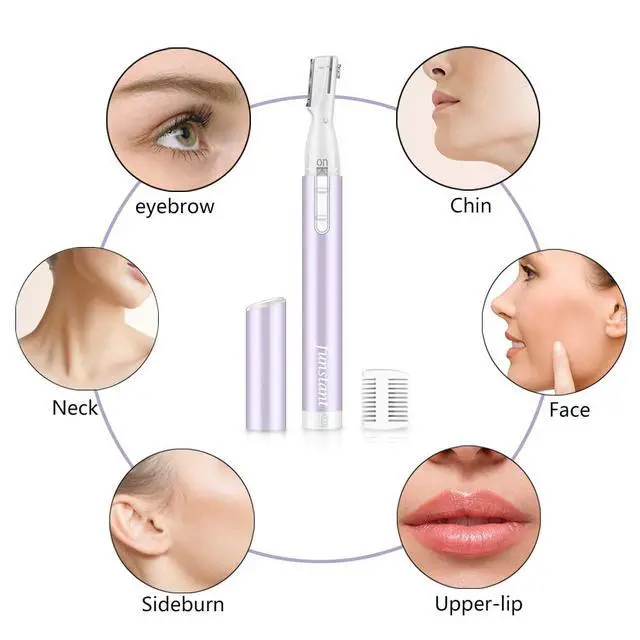 Alt view image 5 of 7 - Upgraded Eyebrow Trimmer, Precision Electric Eyebrow Razor for Women Battery-Operated Facial Hair Remover with Comb No Pulling Sensation Painless for Face Chin Neck, Upper-Lip, Peach-Fuzz