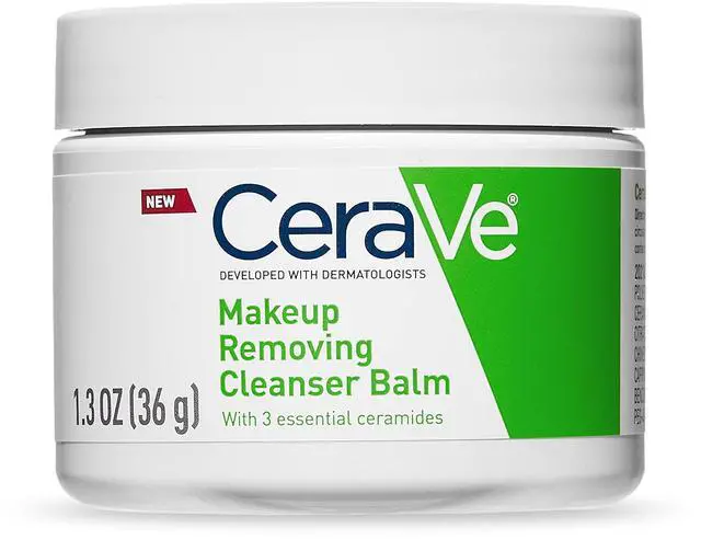 Main image of Cleansing Balm Makeup Remover, Waterproof Makeup Remover With Ceramides & Plant-Based Jojoba Oil To Nourish & Hydrate, Non-Comedogenic & Fragrance Free, 1.3 Oz