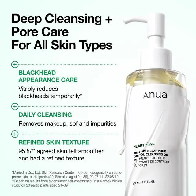 Alt view image 5 of 7 - Heartleaf Pore Control Cleansing Oil, Pore Cleanser, Sebum Care, Gentle Melting Oil Cleanser for Face, Safe For All Skin Type, Daily Hydrating Makeup Remover, Korean Skin Care (6.76fl.oz)