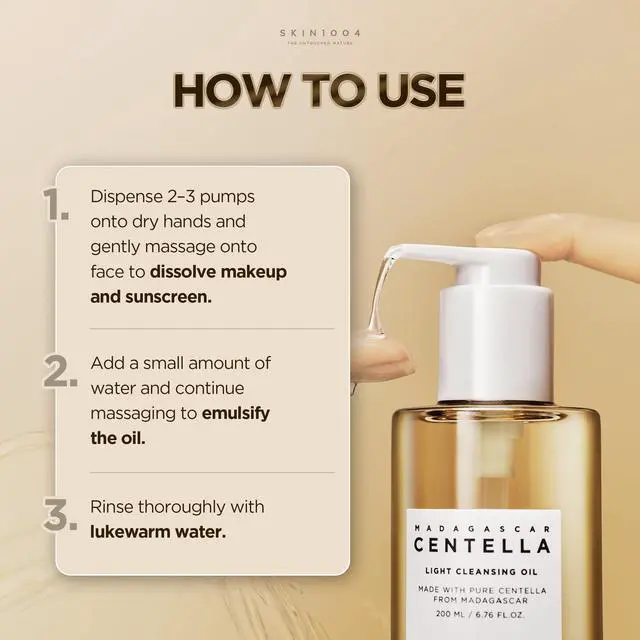 Alt view image 7 of 7 - Madagascar Centella Light Cleansing Oil 6.76 fl.oz, 200ml | Gentle Oil Cleanser for Face, Korean Facial Cleanser, Double Cleansing