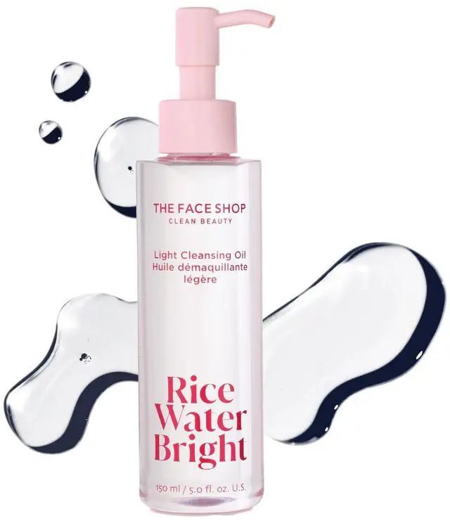 Main image of Rice Water Bright Light Facial Cleansing Oil, Daily Makeup Remover, Oil Cleanser, Vegan, Korean Skin Care with Jojoba Oil, Face Pore Cleanser, 150ml