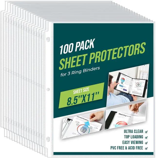 Main image of Sheet Protectors 8.5 x11 Inch Clear Page Protectors for 3 Ring Binder,100 Pack Plastic Sleeves for Paper,Documents and Photos,Top Loading Binder Sleeves Paper Protector Letter Size