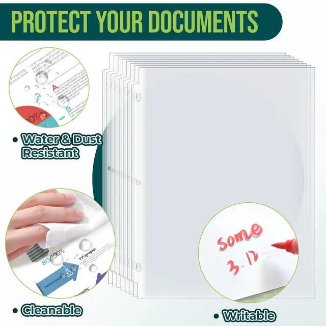Alt view image 5 of 7 - Sheet Protectors 8.5 x11 Inch Clear Page Protectors for 3 Ring Binder,100 Pack Plastic Sleeves for Paper,Documents and Photos,Top Loading Binder Sleeves Paper Protector Letter Size