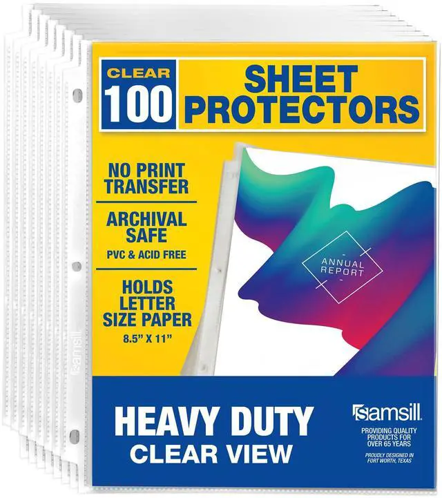 Main image of 100 Pack Heavy Duty Sheet Protectors, Crystal Clear, 8.5x11 Inch Page Protectors for 3 Ring Binder, Letter Size Protectors with Reinforced Holes, Clear Document Sleeve, Top Loading, Acid Free