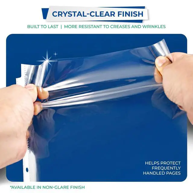 Alt view image 3 of 7 - 100 Pack Heavy Duty Sheet Protectors, Crystal Clear, 8.5x11 Inch Page Protectors for 3 Ring Binder, Letter Size Protectors with Reinforced Holes, Clear Document Sleeve, Top Loading, Acid Free