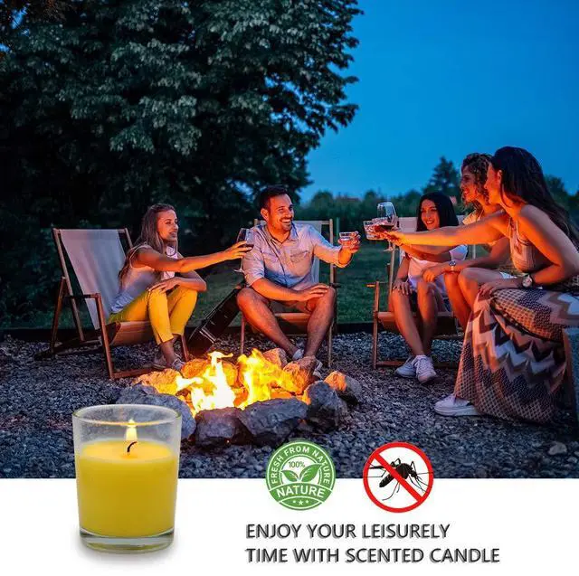 Alt view image 7 of 7 - Small Citronella Candles Outdoor and Indoor Soy Wax Votive Candles for Party Dinner and Camping - 12 Hours Burn Time, Set of 12