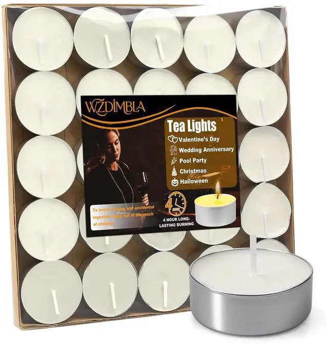 Main image of Tealight Candles Mini Tea Lights Candles for Mother's Day Birthday Valentine's Day Christmas Outdoor for Home,Pool,Shabbat,Wedding,Emergencies,Parties, Spas (White)