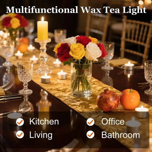 Alt view image 7 of 7 - Tealight Candles Mini Tea Lights Candles for Mother's Day Birthday Valentine's Day Christmas Outdoor for Home,Pool,Shabbat,Wedding,Emergencies,Parties, Spas (White)