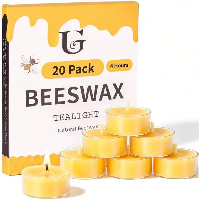 Main image of Beeswax Tea Light Candles Bulk 4 Hour Non Toxic Natural Pure Bees Wax