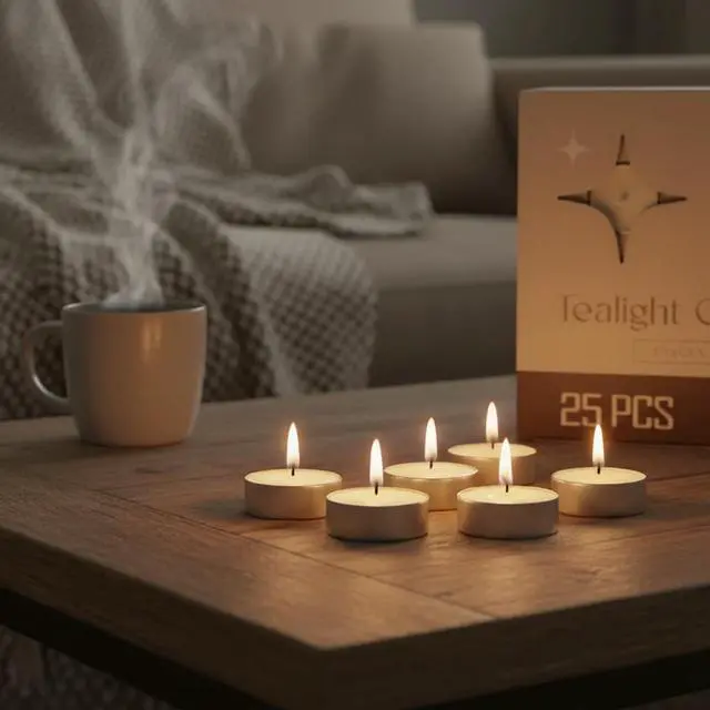 Alt view image 3 of 4 - Tea Lights Candles, 25 Pack, 4 Hour Long Burn Tealight Candles