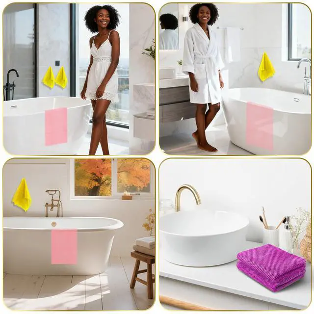 Alt view image 6 of 7 - 3 Pieces African Bath Sponge African Net Long Net Bath Sponge Exfoliating Shower Body Scrubber Back Scrubber Skin Smoother,Great for Daily Use (Pink,Yellow,Purple)