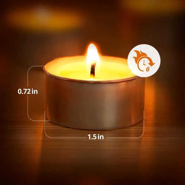 Alt view image 2 of 7 - 100-Pack Unscented Palm Wax Tea Lights Candles,6 Hours Burn