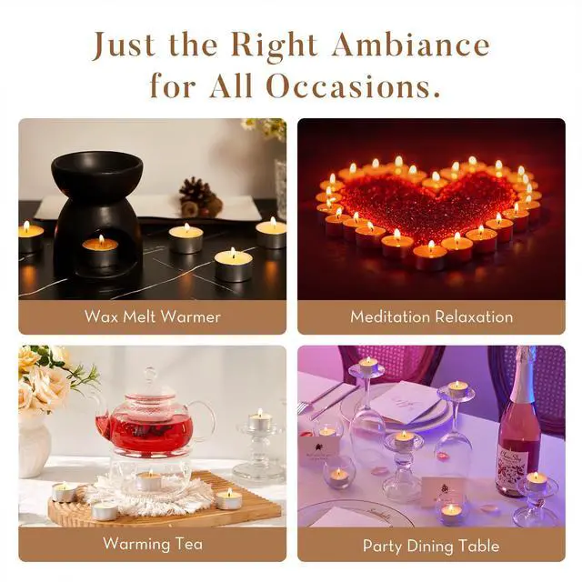 Alt view image 7 of 7 - 100-Pack Unscented Palm Wax Tea Lights Candles,6 Hours Burn