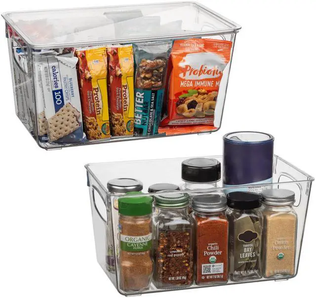 Main image of Plastic Pantry Organization and Storage Bins with Lids - Perfect Kitchen Organization or Kitchen Storage - Fridge Organizer, Refrigerator Organizer Bins, Cabinet Organizers