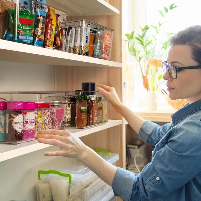 Alt view image 3 of 6 - Plastic Pantry Organization and Storage Bins with Lids - Perfect Kitchen Organization or Kitchen Storage - Fridge Organizer, Refrigerator Organizer Bins, Cabinet Organizers