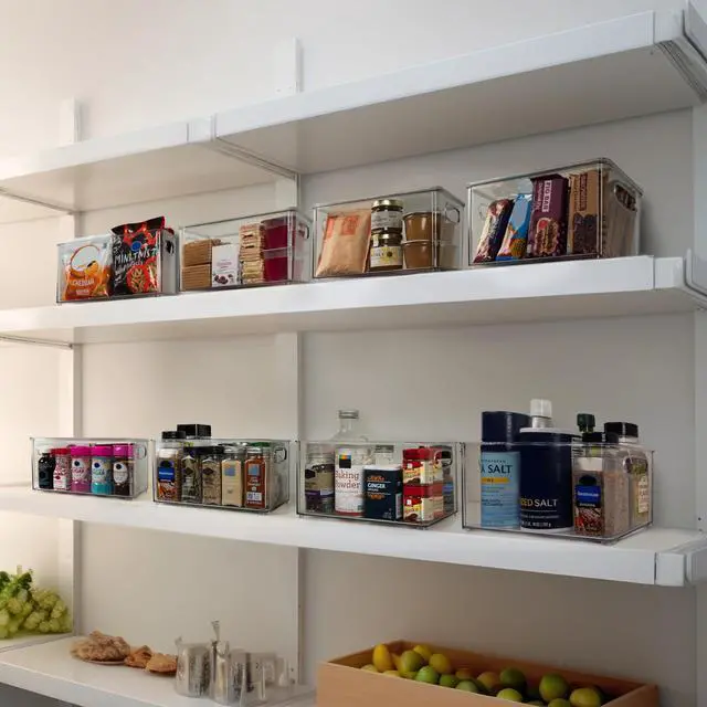 Alt view image 5 of 6 - Plastic Pantry Organization and Storage Bins with Lids - Perfect Kitchen Organization or Kitchen Storage - Fridge Organizer, Refrigerator Organizer Bins, Cabinet Organizers