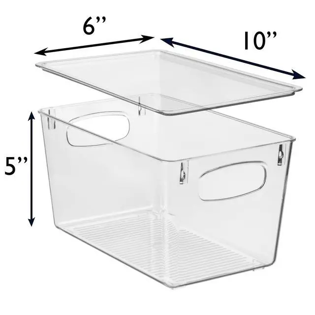 Alt view image 4 of 6 - Plastic Pantry Organization and Storage Bins with Lids - Perfect Kitchen Organization or Kitchen Storage - Fridge Organizer, Refrigerator Organizer Bins, Cabinet Organizers