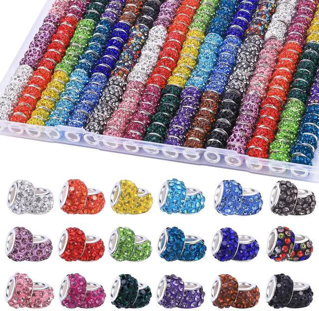 Main image of Large Hole European Beads, Craft Supplies KitAssorted Mixed Color Lampwork Spacer Beads for DIY Bracelet Jewelry Making (120, Mixed)