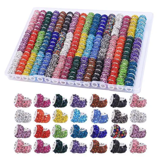 Alt view image 7 of 7 - Large Hole European Beads, Craft Supplies KitAssorted Mixed Color Lampwork Spacer Beads for DIY Bracelet Jewelry Making (120, Mixed)