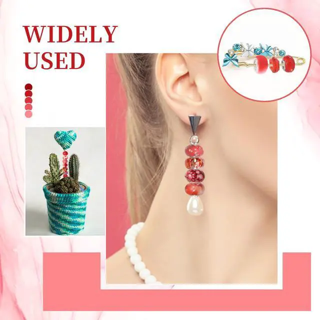 Alt view image 6 of 7 - 50pcs Assorted Resin European Beads Red Large Hole Lampwork Spacer Beads Rhinestone Craft Beads for DIY Charms Bracelet Jewelry Making