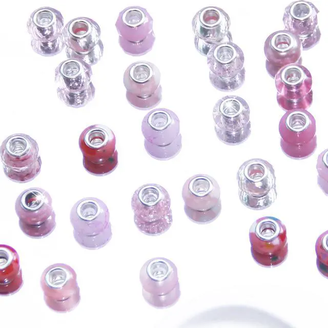 Alt view image 6 of 7 - 100 Pieces Large Hole Beads Spacer Bead Pink Assorted European Craft Big Beads Large Hole Lampwork Murano Fairy Wand Garden Bead for DIY Pens Charms Bracelet Necklace Keychain Jewelry Making Supplies