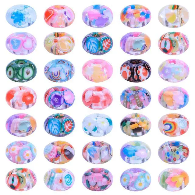 Alt view image 5 of 7 - Girls' Lucky Lover Amber Beads, Big Hole Spacer European Craft Beads for DIY Charms Bracelet Jewelry Making (Mixed)
