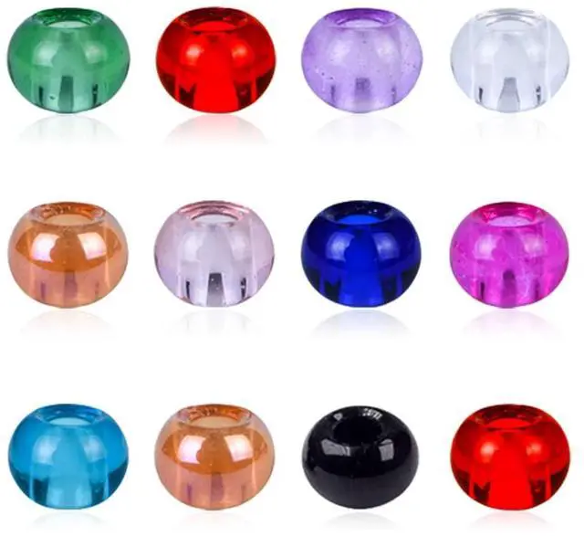 Main image of 10x15mm Murano Large Hole Glass Beads with Silver Brass Cores, European Style Beads for DIY Jewelry Making (100, Mixed No Core Lampwork Beads)