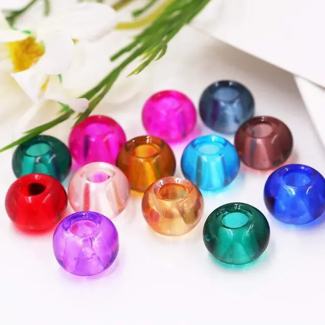Alt view image 2 of 6 - 10x15mm Murano Large Hole Glass Beads with Silver Brass Cores, European Style Beads for DIY Jewelry Making (100, Mixed No Core Lampwork Beads)