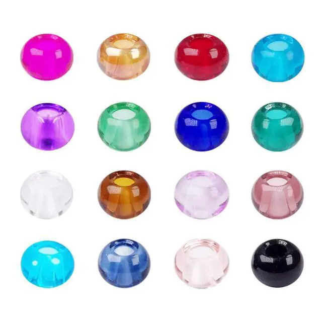 Alt view image 4 of 6 - 10x15mm Murano Large Hole Glass Beads with Silver Brass Cores, European Style Beads for DIY Jewelry Making (100, Mixed No Core Lampwork Beads)