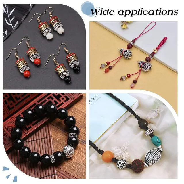 Alt view image 5 of 7 - 100pcs Tibetan Spacer Beads, Carved Flat Round Beads Antique Silver Beads 7.5x3mm Metal Loose Beads Rondelle Beads for Jewelry Bracelet Earring Making DIY Crafts, Hole: 2mm