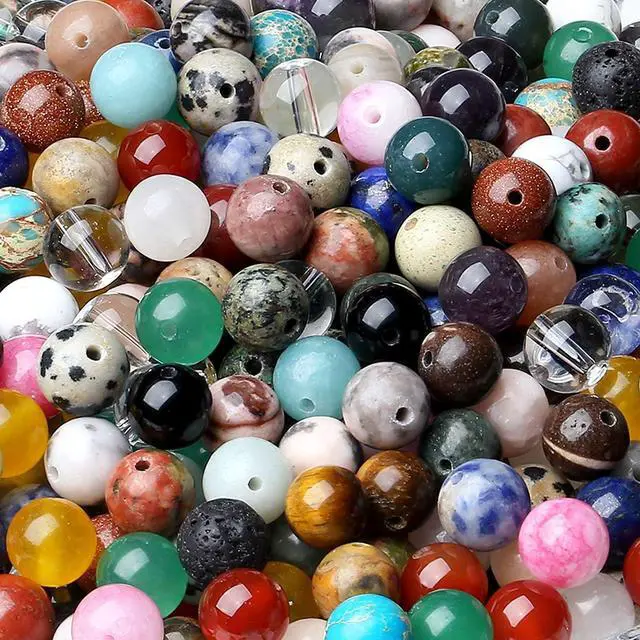 Main image of Multicolor 100PCS 8mm Natural Stone Beads Round Loose Gemstone Stone Beads for DIY Bracelet Necklace Earrings Jewelry Making Polishing Genuine Real Crystal