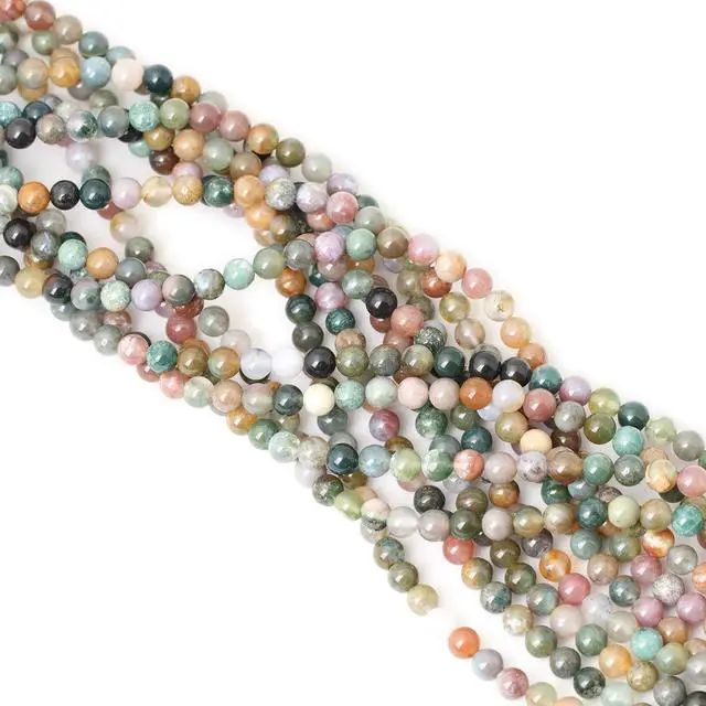 Alt view image 4 of 5 - 60PCS 6mm Natural Indian Agate Gemstone Round Loose Beads for Jewelry Making DIY 1 Strand 15"